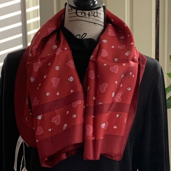 Coach 1941 Red Valentine Silk Scarf - NWT - Picture 4 of 8
